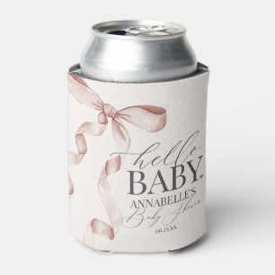 Rafraîchisseur Pour Canette Coquette Beige Bow Girl Baby shower Dessert Faveur