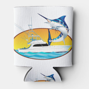 Rafraîchisseur Pour Canette Coucher de soleil bleu Marlin et bateau