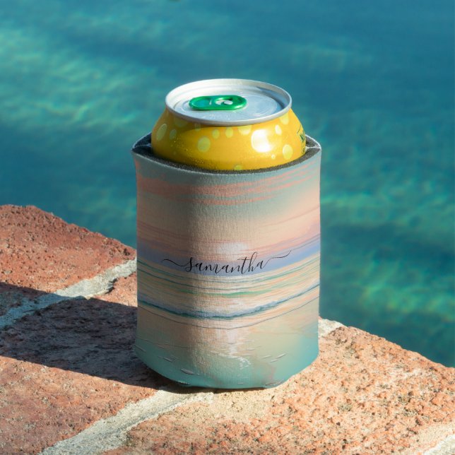 Rafraîchisseur Pour Canette Coucher de soleil sur une plage tranquille (Piscine in situ)
