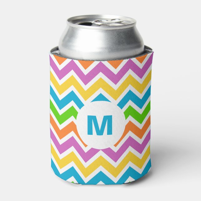 Rafraîchisseur Pour Canette Couleurs vives personnalisées Chevron Monogramme (Can devant)