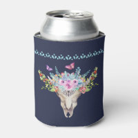 Crâne animal Boho avec papillons et fleurs