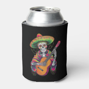 Rafraîchisseur Pour Canette Crâne de squelette de la fête Cinco De Mayo Guitar