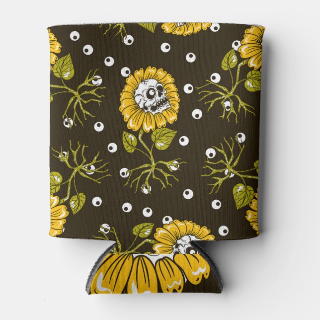 Rafraîchisseur Pour Canette Crânes de tournesol : Unique Motif sans fil. (Devant)