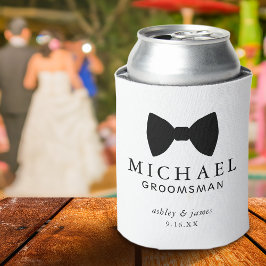 Rafraîchisseur Pour Canette Cravate noir Bow Groomsman Mariage personnalisé