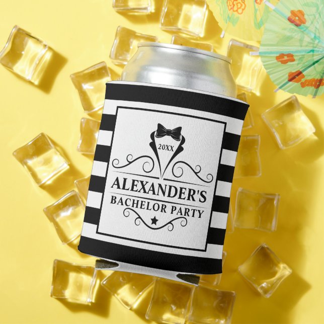 Rafraîchisseur Pour Canette Cravate noire de la partie de baccalauréat rayée (Été in situ)