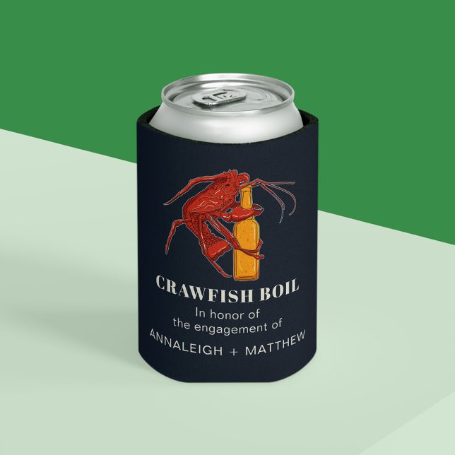 Rafraîchisseur Pour Canette Crawfish Seafood Boisson Party (Crawfish Boil Engagement Navy Blue Party Can Cooler)