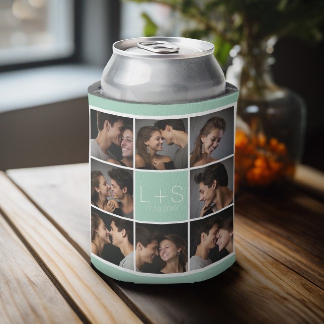 Rafraîchisseur Pour Canette Créez votre propre collection photo Mariage Monogr (Personalized Can Cooler - Add Your name for a great wedding anniversary party favor)