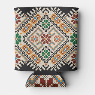 Rafraîchisseur Pour Canette Crochet ukrainien : Motif artisanal ethnique.