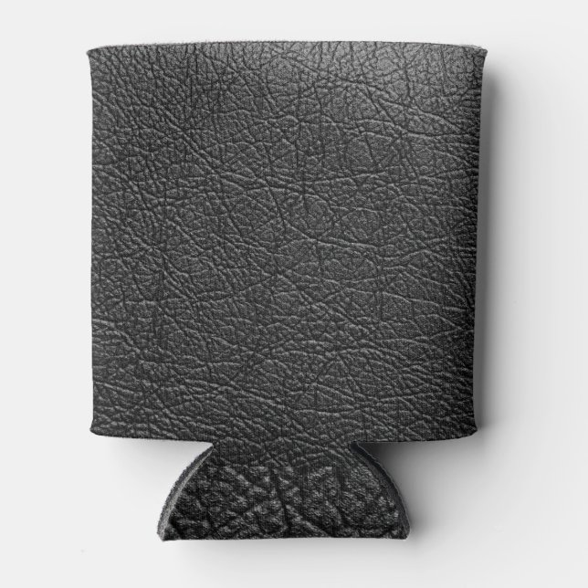 Rafraîchisseur Pour Canette Cuir noir : texture de closeup transparente. (Devant)