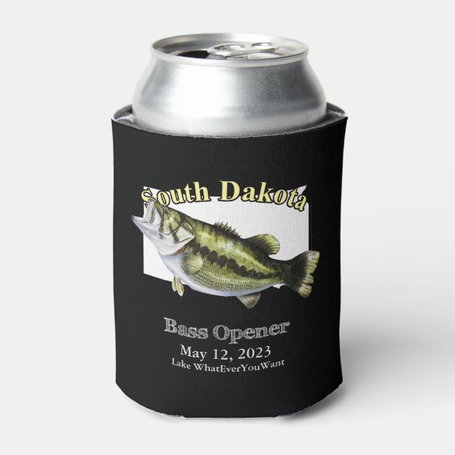 Rafraîchisseur Pour Canette Custom Lake/Date South Dakota Bass Opener Dark (Can devant)