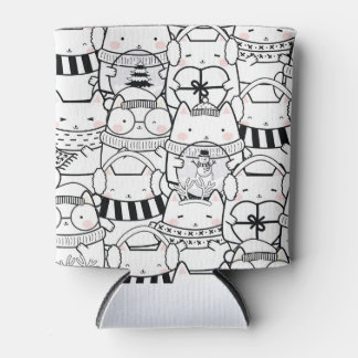 Rafraîchisseur Pour Canette Cute Kawaii Chats en noir et blanc avec rose