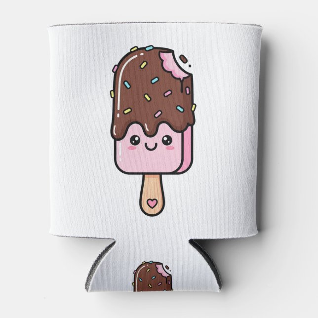 Rafraîchisseur Pour Canette Cute Kawaii Smiling Popsicle (Devant)