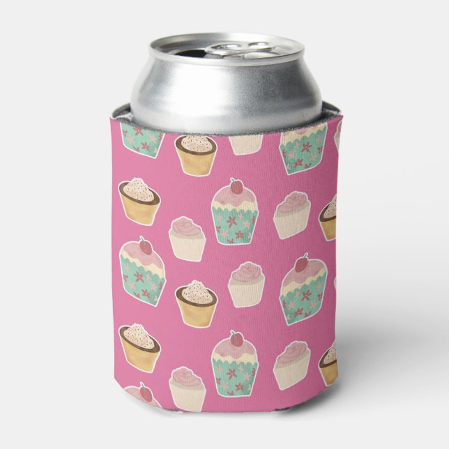 Rafraîchisseur Pour Canette Cute motif Cupcake rose (Can devant)