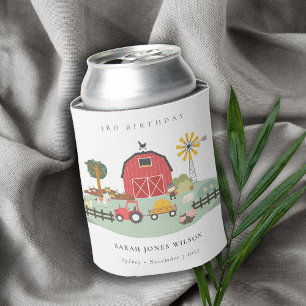 Rafraîchisseur Pour Canette Cute Red Barnyard ferme animal n'importe quel âge 