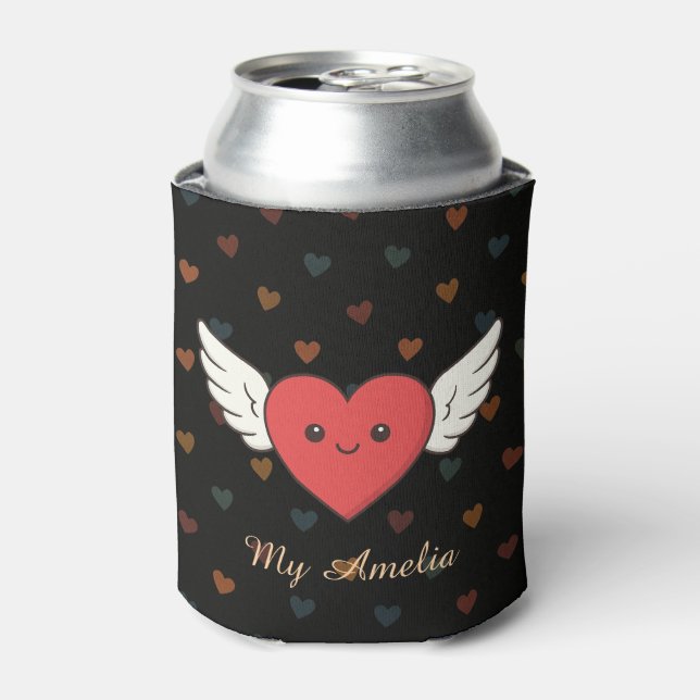 Rafraîchisseur Pour Canette Cute Winged Heart Can Cooler – Valentine Gift (Can devant)