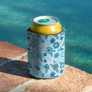 Rafraîchisseur Pour Canette Cyan élégant motif floral ditsy