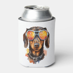 Rafraîchisseur Pour Canette Dachshund avec lunettes de soleil
