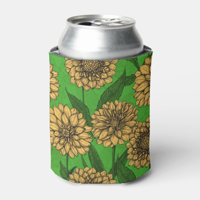 Rafraîchisseur Pour Canette Dahlias en jaune et vert (Can devant)
