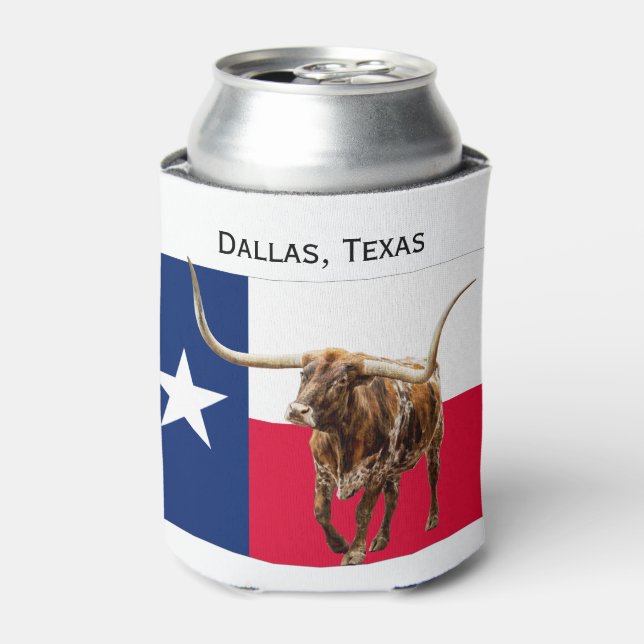 Rafraîchisseur Pour Canette Dallas, Texas, drapeau et lounghorns Can Cooler (Can devant)