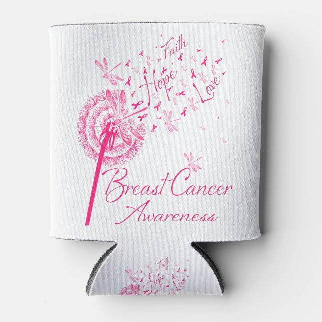 Rafraîchisseur Pour Canette Dandelion Faith Hope Love Cancer du sein Sensibili (Devant)