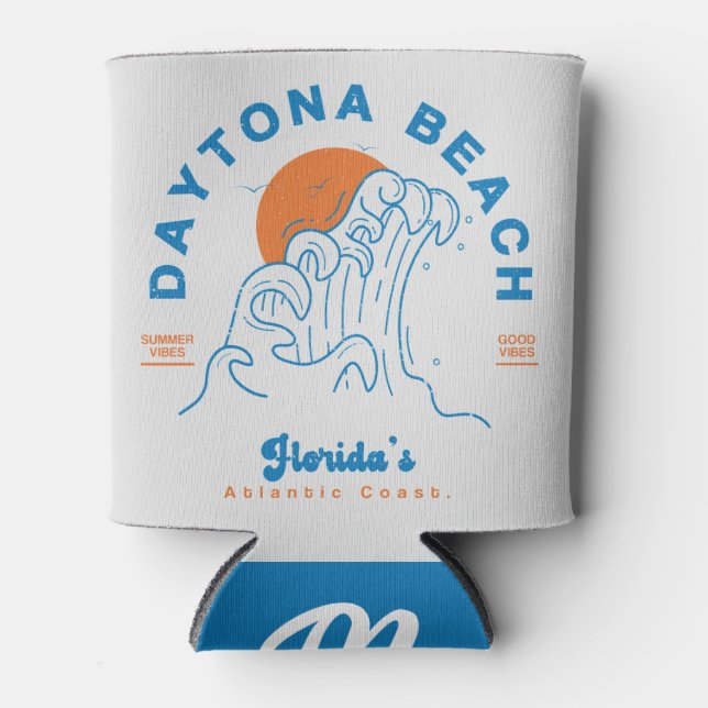 RAFRAÎCHISSEUR  POUR CANETTE DAYTONA BEACH FLORIDA VACANCES D'ÉTÉ VAGUES (Devant)