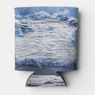 Rafraîchisseur Pour Canette Dénim déchiré : Texture bleue