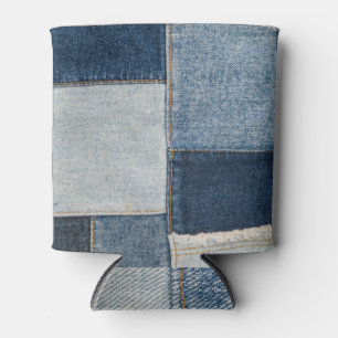 Rafraîchisseur Pour Canette Denim Patchwork : Motif textile Vintage