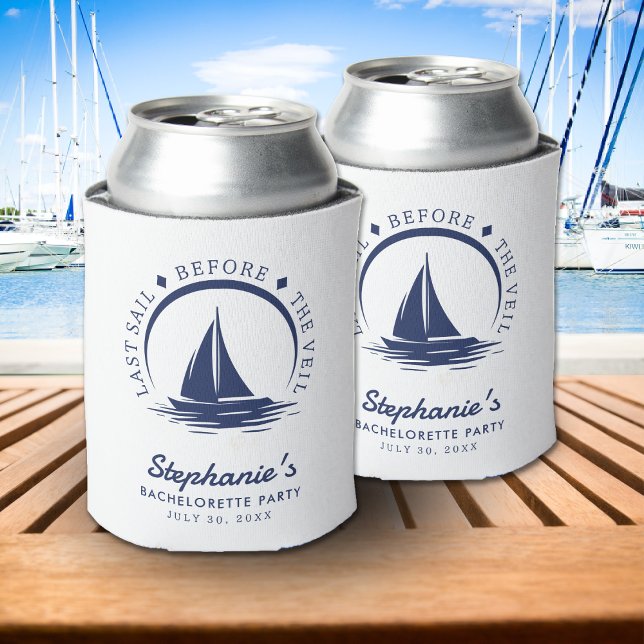 Rafraîchisseur Pour Canette Dernière voile avant le Veil Bachelorette Party (Last Sail Before the Veil Blue Bachelorette Party Can Cooler
)