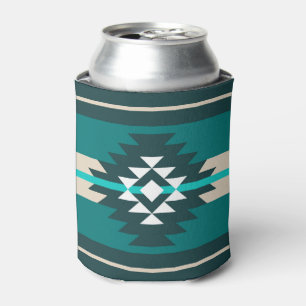 Rafraîchisseur Pour Canette Design aztèque en couleur turquoise