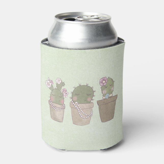Rafraîchisseur Pour Canette Design d'aquarelle Cactus Trio souriant (Can devant)