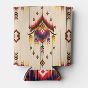 Rafraîchisseur Pour Canette Design Ethnique Géométrique Ikat Folklore.