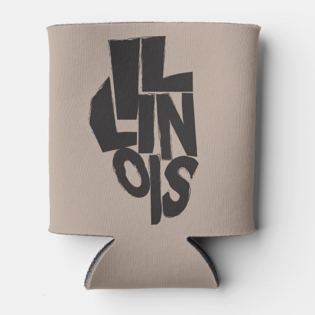 Rafraîchisseur Pour Canette Design typographique de l'Illinois sur plan (Devant)