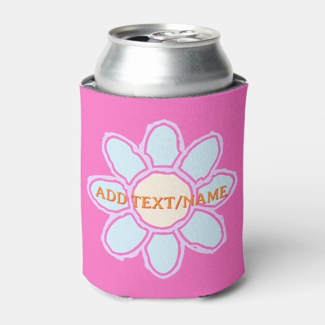 Rafraîchisseur Pour Canette Dessin Fleur Cute Texte Personnalisé Rose (Can devant)