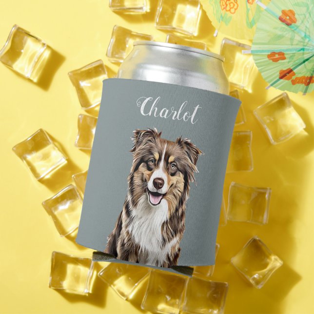 Rafraîchisseur Pour Canette Dessin personnalisé Collie Chien personnalisé (Été in situ)