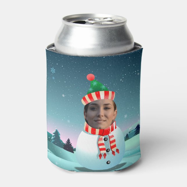 Rafraîchisseur Pour Canette Dessin Snowman Avec Visage Personnalisable (Can devant)