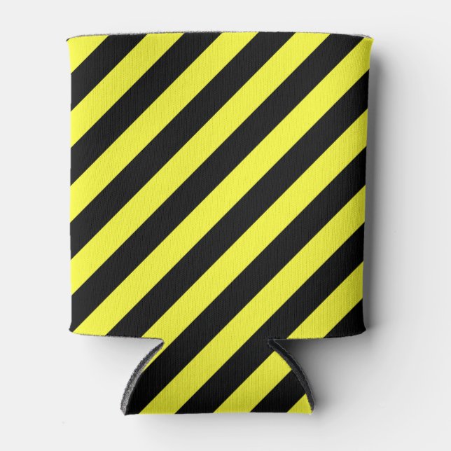 Rafraîchisseur Pour Canette Diagonal raypes noir et jaune (Devant)