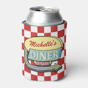 Rafraîchisseur Pour Canette Diner Signe rouge Retro les années 50 À damiers 