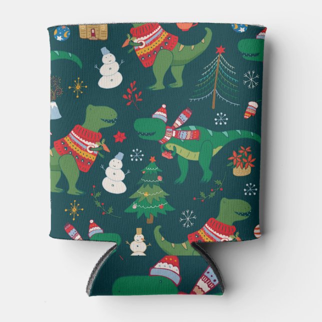 Rafraîchisseur Pour Canette Dinosaur T-Rex : Nouvel An de Noël. (Devant)
