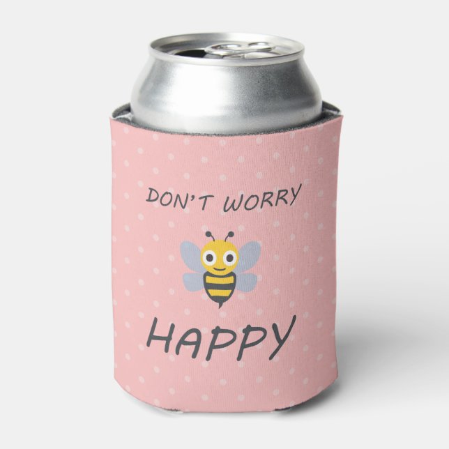 Rafraîchisseur Pour Canette Don't worry bee happy with bee emoji (Can devant)