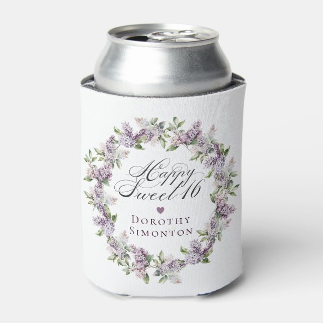 Rafraîchisseur Pour Canette Douceur personnalisée 16 Fleur de printemps violet (Can devant)