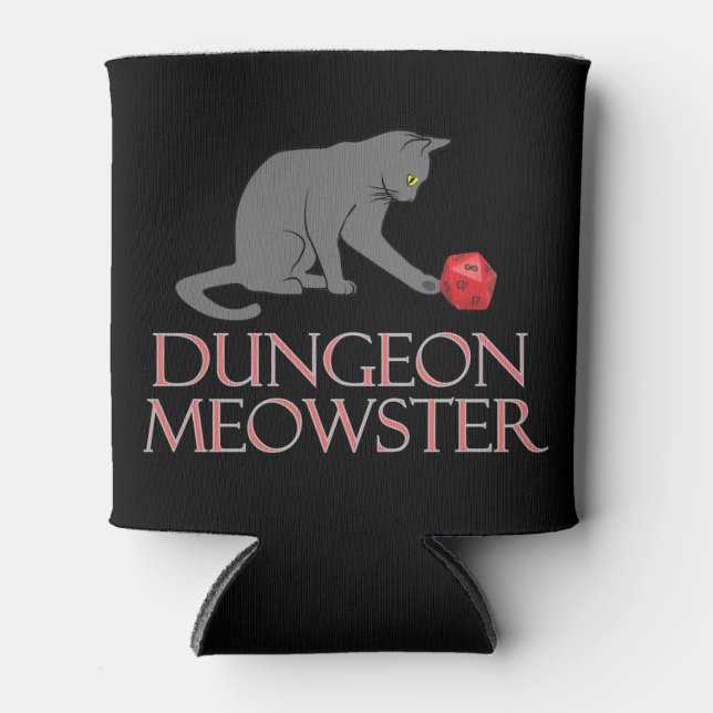 Rafraîchisseur Pour Canette Doungeon Meowster Drôle RPG Chat avec dés (Devant)