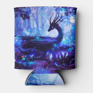 Rafraîchisseur Pour Canette Dragon noir, scène de forêt nocturne.