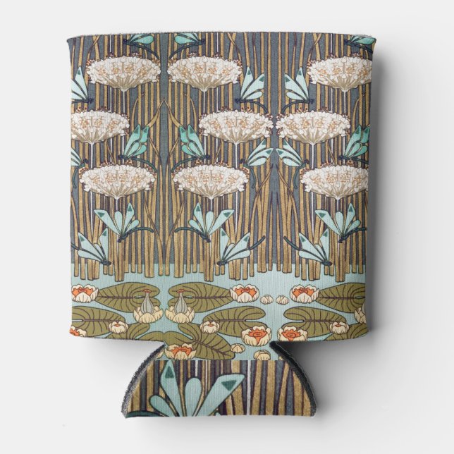 Rafraîchisseur Pour Canette Dragonflies Water Lilies Marais Art Nouveau (Devant)