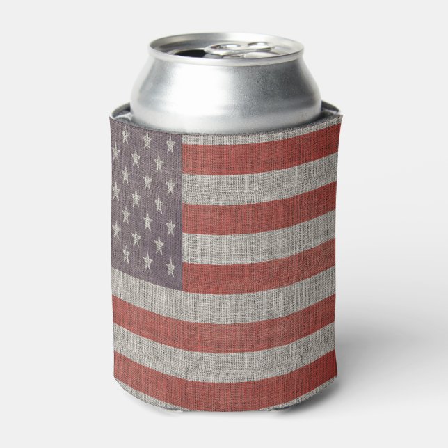 Rafraîchisseur Pour Canette Drapeau américain Burlap Texture (Can devant)