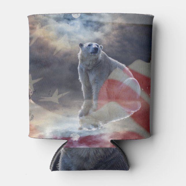 Rafraîchisseur Pour Canette Drapeau américain de l'Ours polaire de l'Alaska (Devant)
