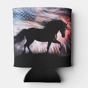 Rafraîchisseur Pour Canette Drapeau américain et magnifique cheval Country Wes