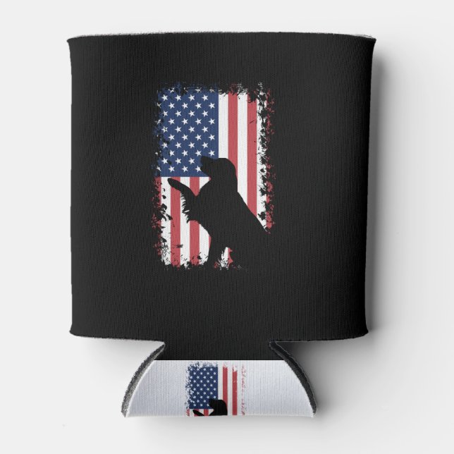 Rafraîchisseur Pour Canette Drapeau américain Golden Retriever Silhouette (Devant)