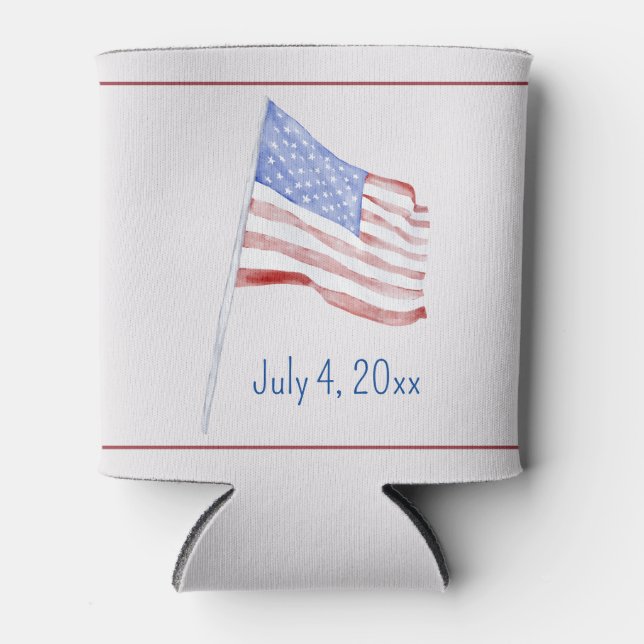 Rafraîchisseur Pour Canette Drapeau blanc 4 juillet (Devant)