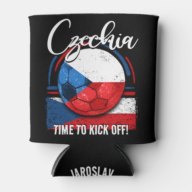 Rafraîchisseur Pour Canette Drapeau de football Czechia, Football Rétro (Devant)