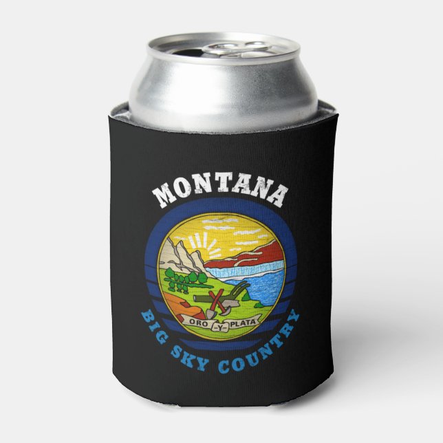 RAFRAÎCHISSEUR  POUR CANETTE DRAPEAU DE L'ÉTAT DU GRAND CIEL DE MONTANA (Can devant)